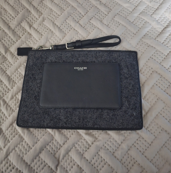 Coach Handbags - Coach Charcoal and Black Clutch